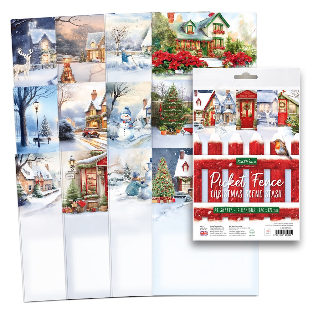 Katy Sue Designs Picket Fence Christmas Scene Stash 02-10072css