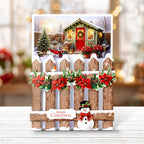 Katy Sue Designs Poinsettia Garden Picket Fence Card Making Kit 17-10112pgp snowman green house with lights christmas tree merry christmas card