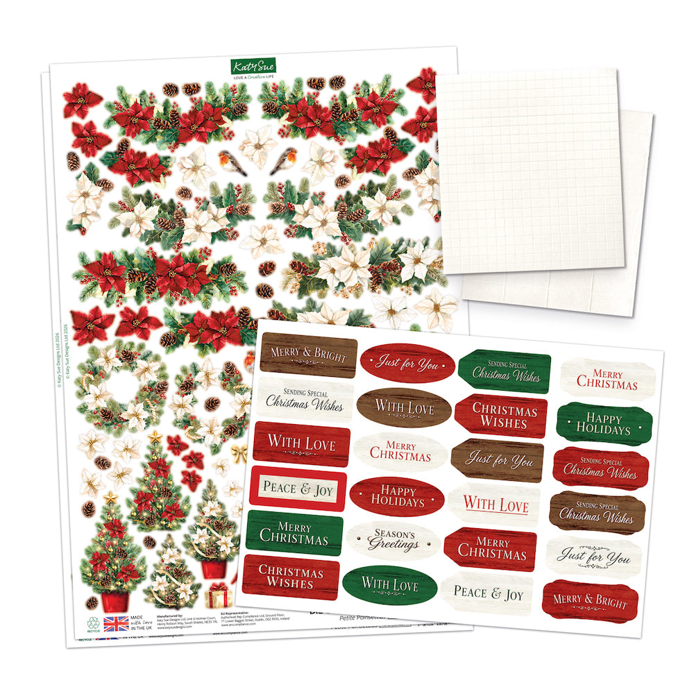 Katy Sue Designs Poinsettia Garden Picket Fence Card Making Kit 17-10112pgp stickers
