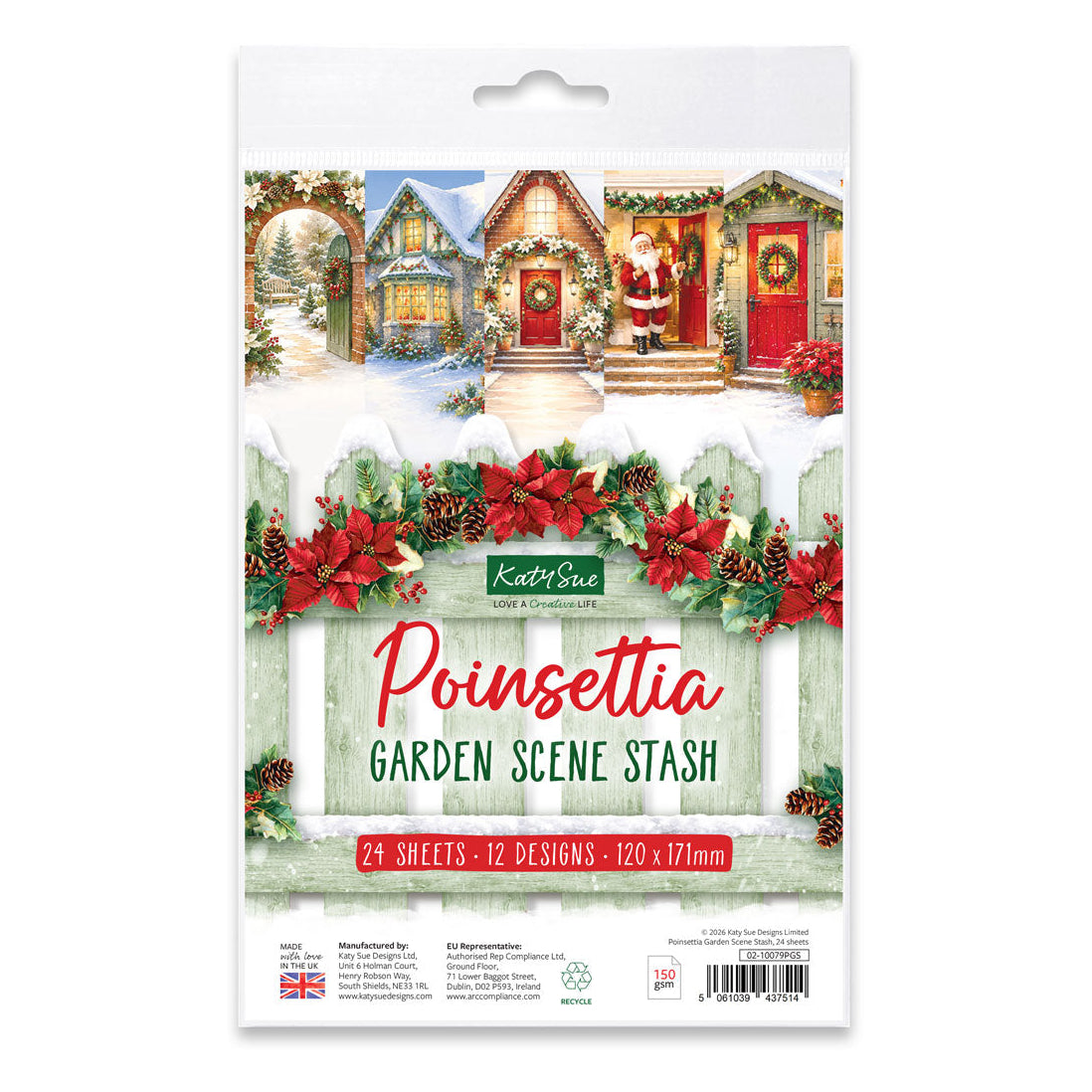 Katy Sue Designs Poinsettia Garden Scene Stash 02-10079pgs