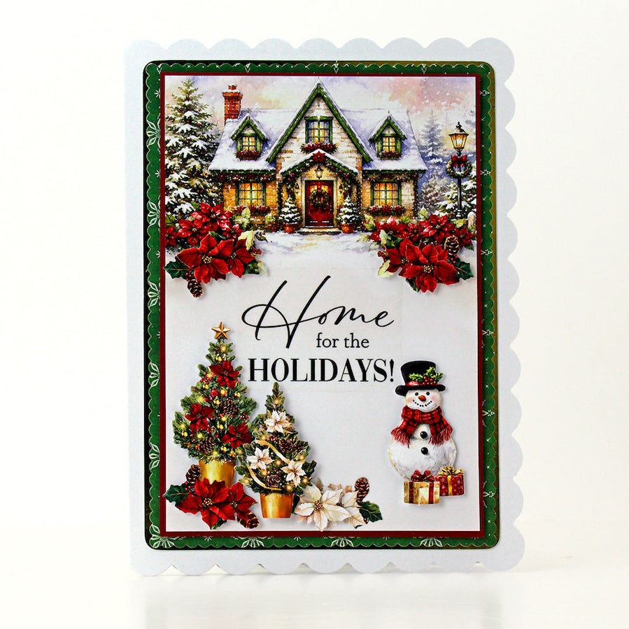 Katy Sue Designs Poinsettia Garden Scene Stash 02-10079pgs snowman christmas gifts lamp post home for the holidays card