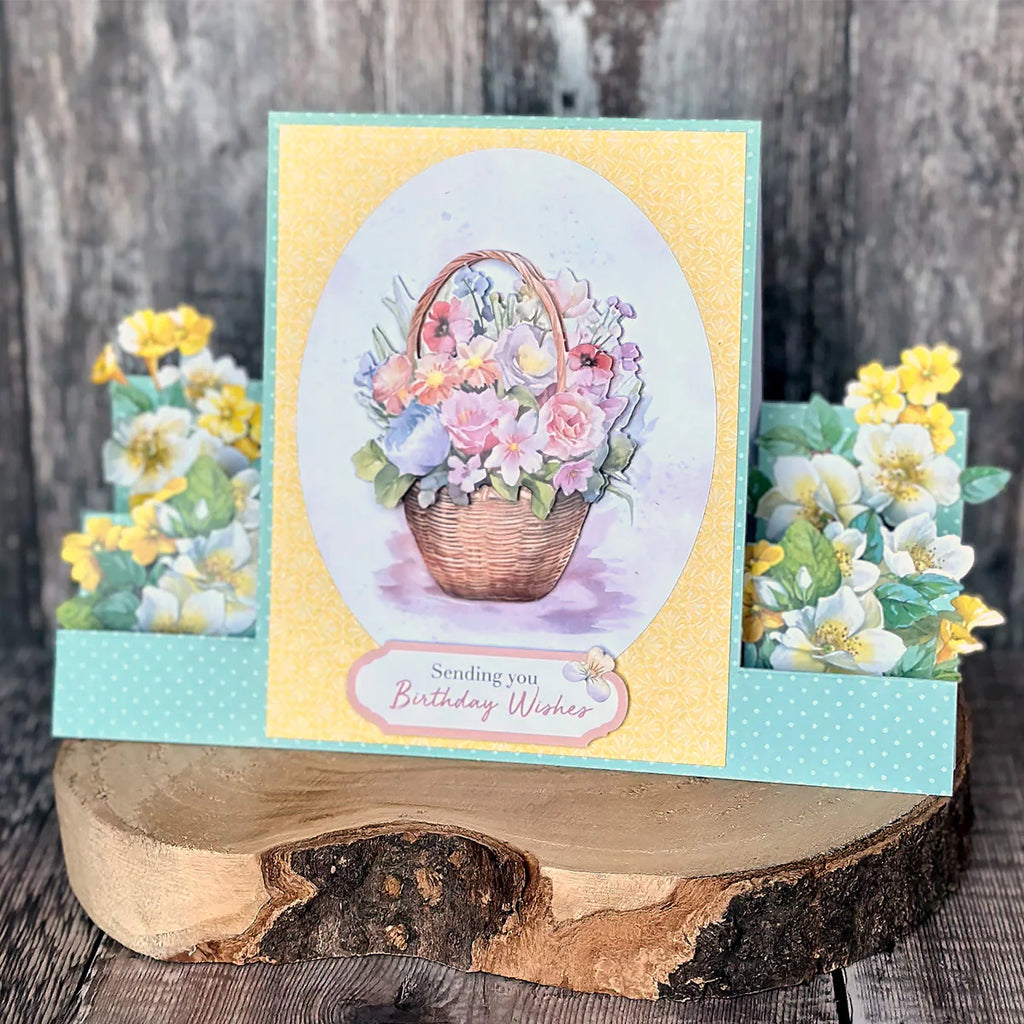 Katy Sue Designs Pretty Pastels Printed Cardstock 03-10067ppb flower basket