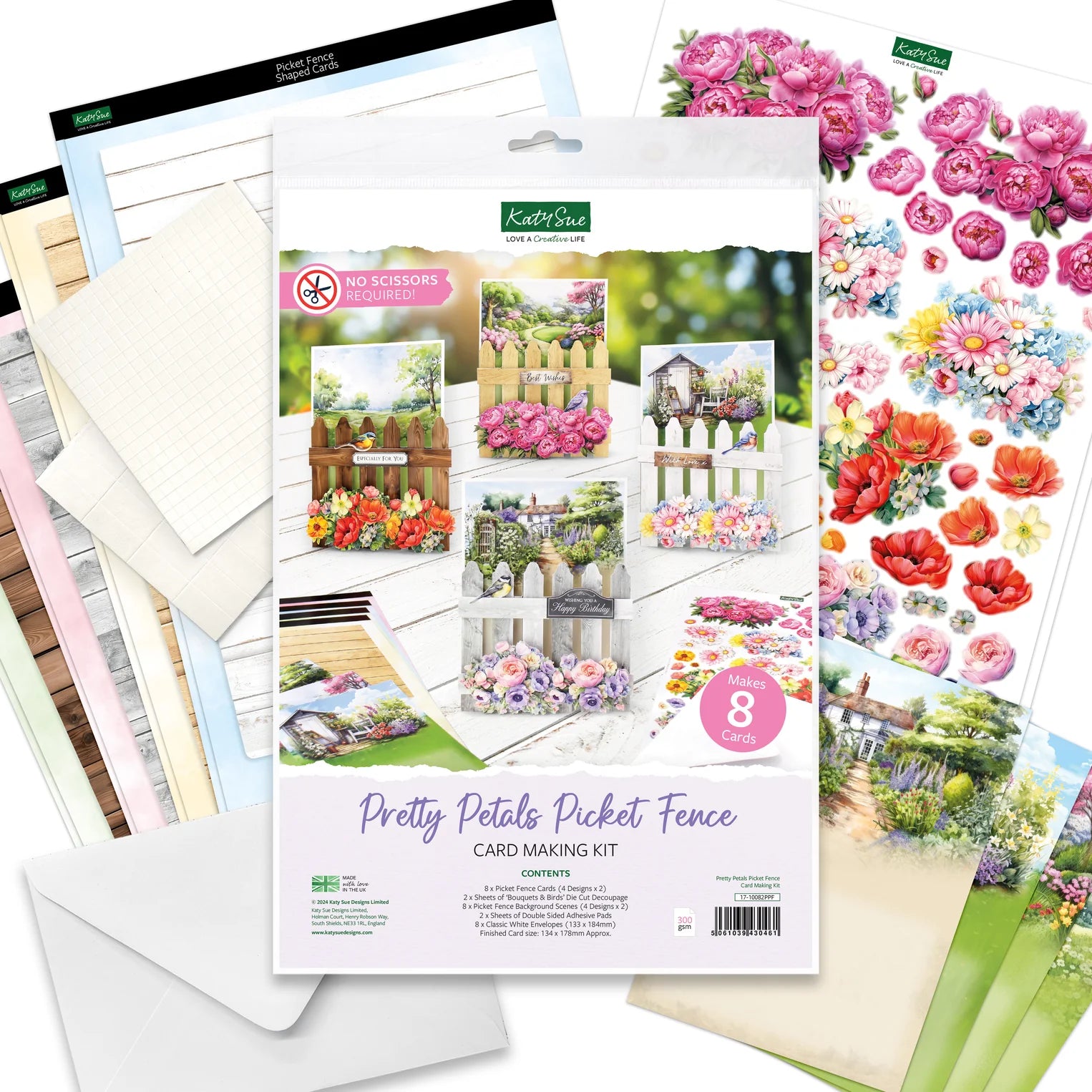 Katy Sue Designs Pretty Petals Picket Fence Card Making Kit 17-10082ppf