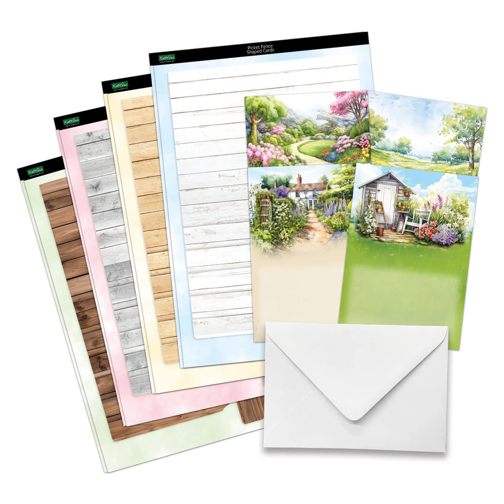 Katy Sue Designs Pretty Petals Picket Fence Card Making Kit 17-10082ppf fence cards little house cards