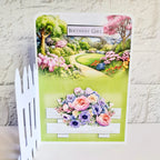 Katy Sue Designs Pretty Petals Picket Fence Card Making Kit 17-10082ppf white fence flower bench sidewalk birthday girl card kit