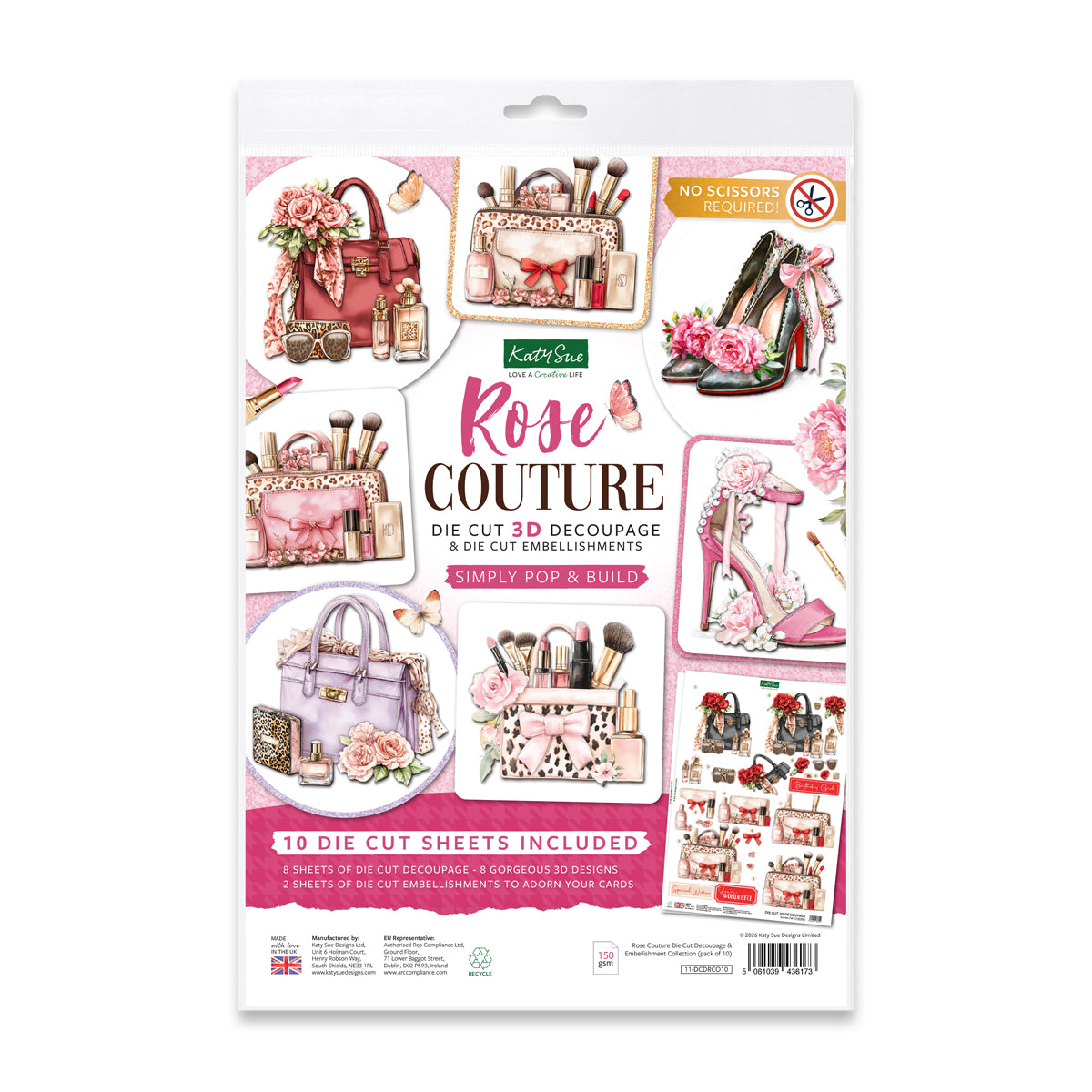 Katy Sue Designs Rose Couture Die Cut Decoupage and Embellishment Collection 11-dcdrco10