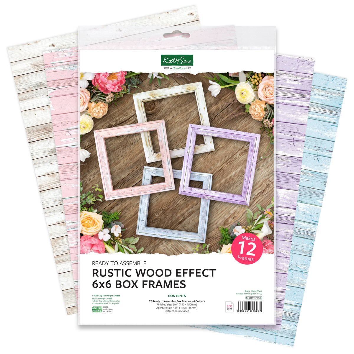 Katy Sue Designs Rustic Wood Effect 6x6 Box Frames 13-box157woe