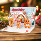 Katy Sue Designs Santa and Friends Pop Up Christmas Card Making Kit 17-10094saf gingerbread family gingerbread house trees snow candy canes season's greetings card