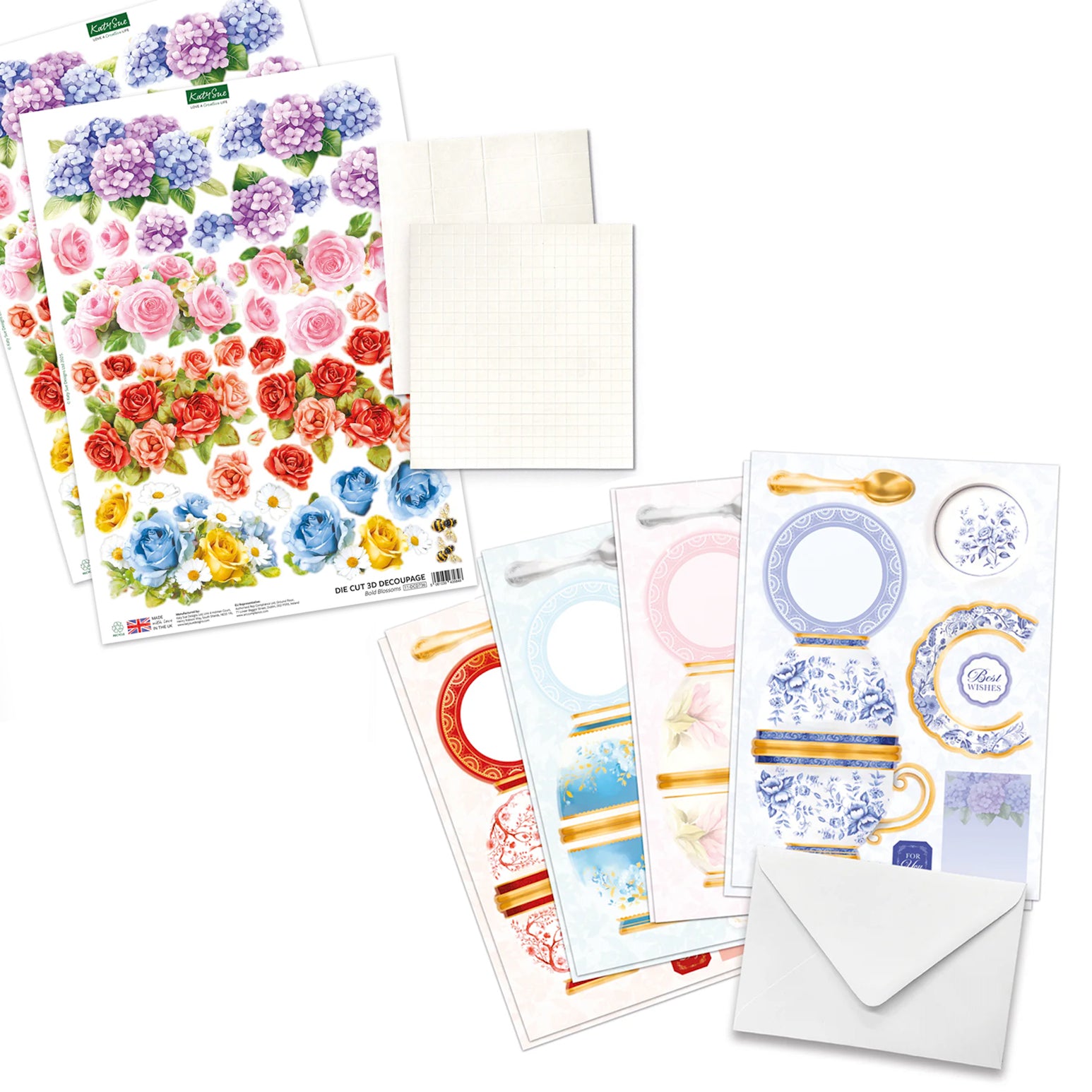 Katy Sue Designs Teacup Bouquet Card Making Kit 17-10101tea contents
