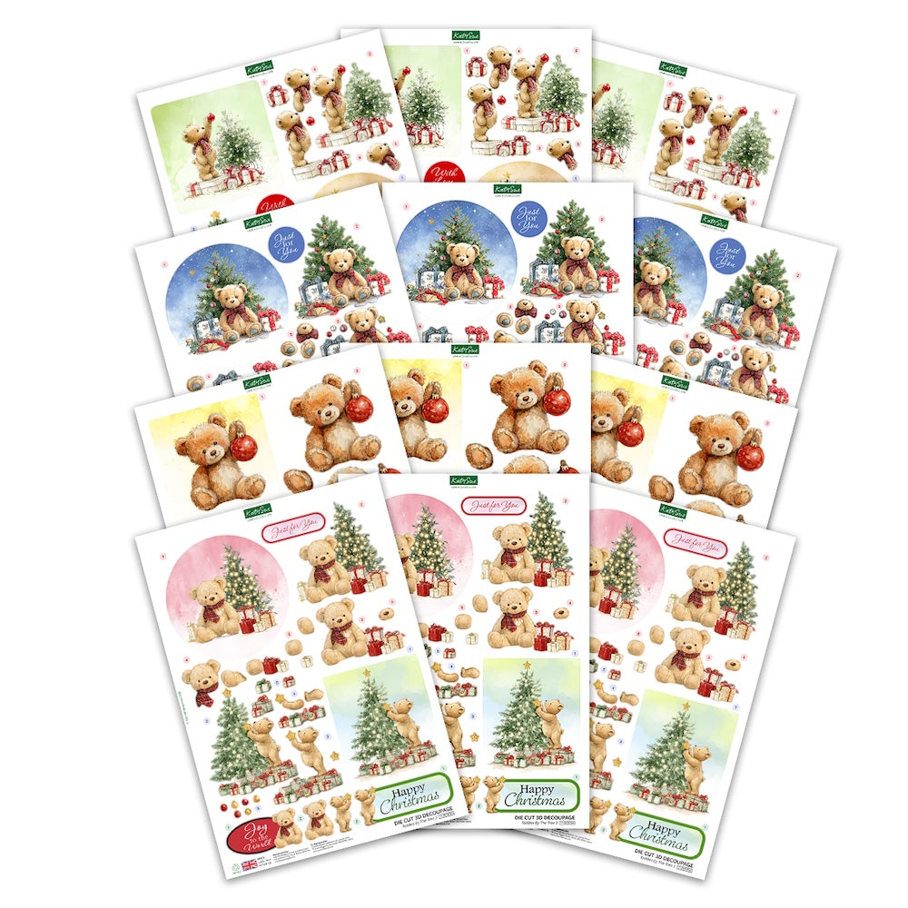 Katy Sue Designs Teddy Bear Christmas Die Cut Decoupage 11-dcdtbc12 contents of ephemera
