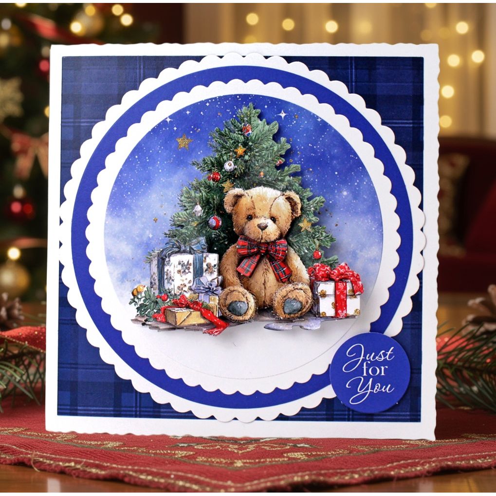 Katy Sue Designs Teddy Bear Christmas Die Cut Decoupage 11-dcdtbc12 just for you holiday card