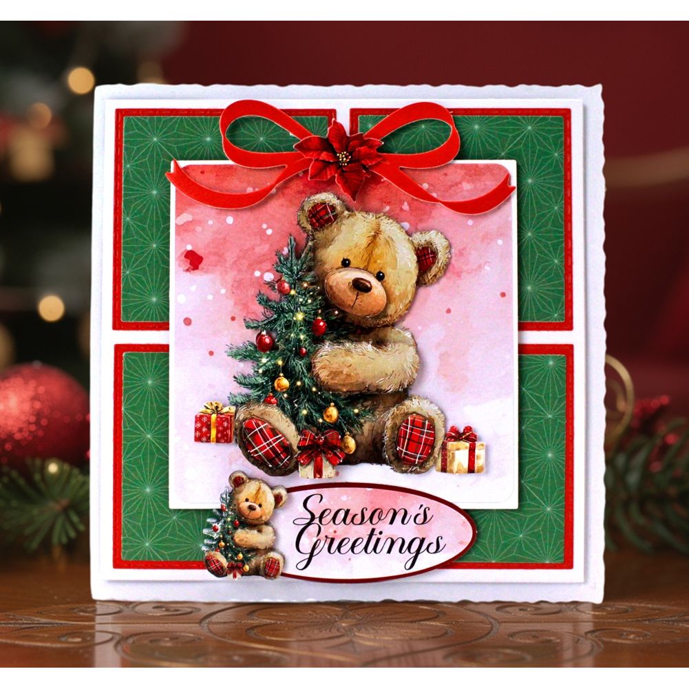 Katy Sue Designs Teddy Bear Christmas Die Cut Decoupage 11-dcdtbc12 season's greetings card