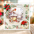 Katy Sue Designs Timeless Christmas 8.5x11 Printed Cardstock 03-10072tch bird church berries candle just for you card