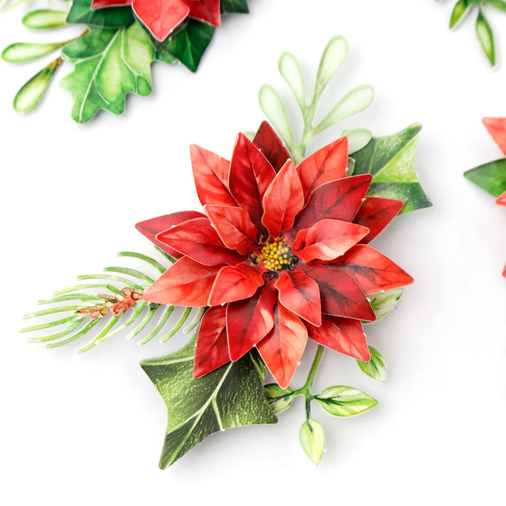 Katy Sue Designs Traditional Christmas Die Cut Flowers and Leaves 12-dce015tc detail