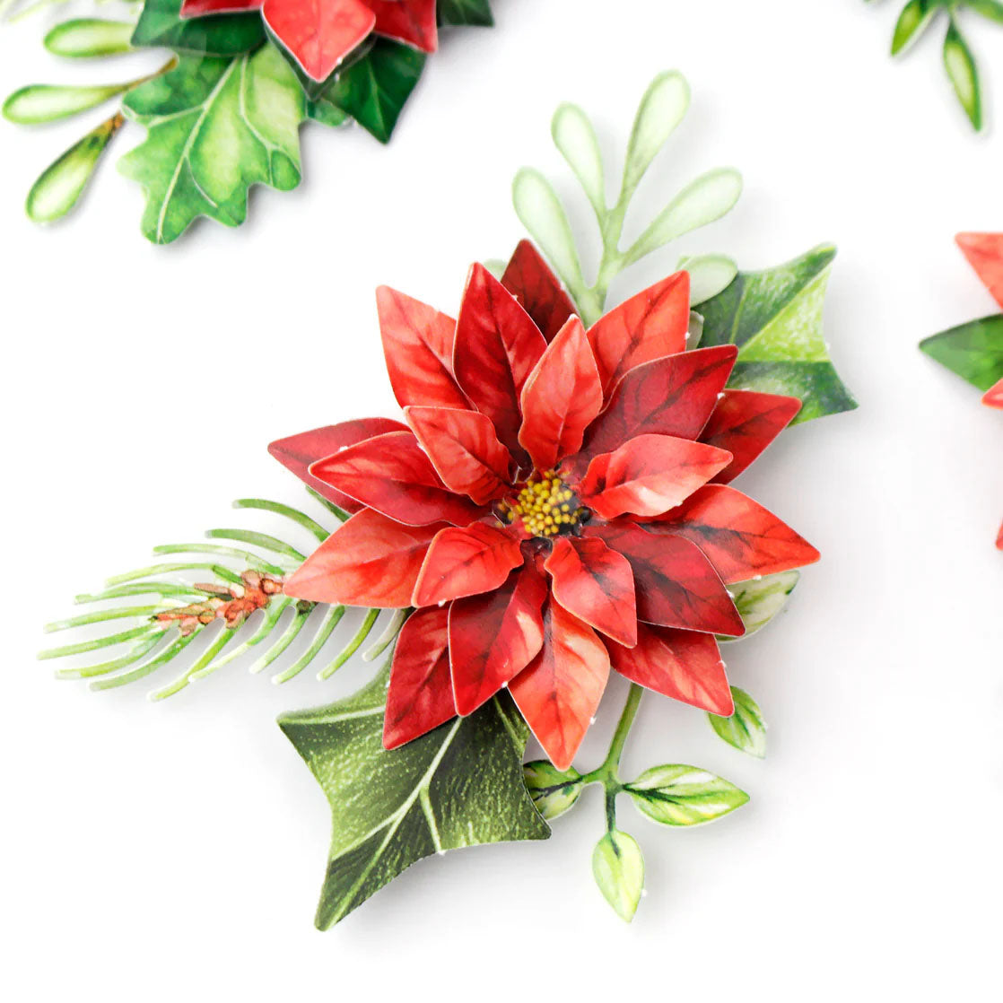 Katy Sue Designs Traditional Christmas Die Cut Flowers and Leaves 12-dce015tc detail