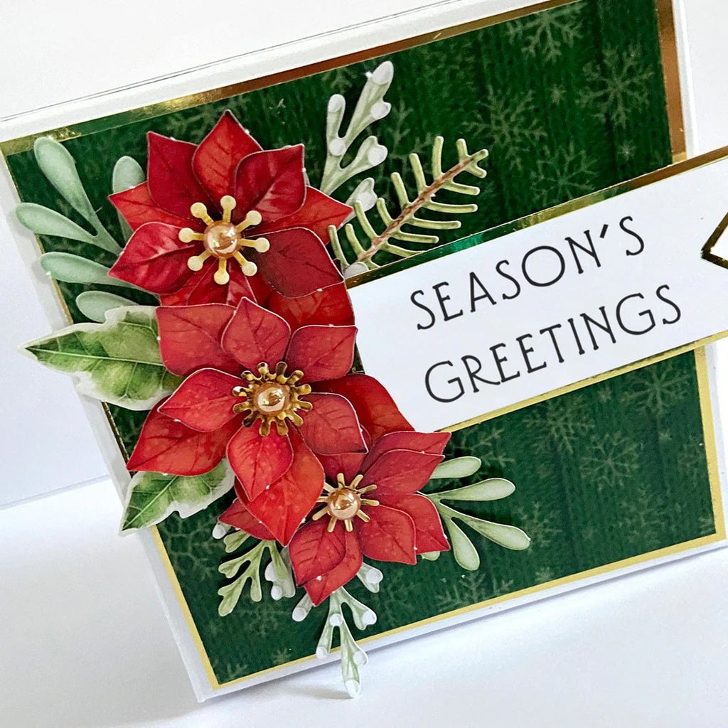 Katy Sue Designs Traditional Christmas Die Cut Flowers and Leaves 12-dce015tc seasons greetings