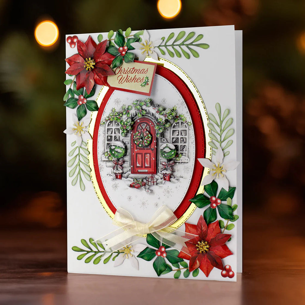Katy Sue Designs Traditional Christmas Die Cut Flowers and Leaves 12-dce015tc wishes card