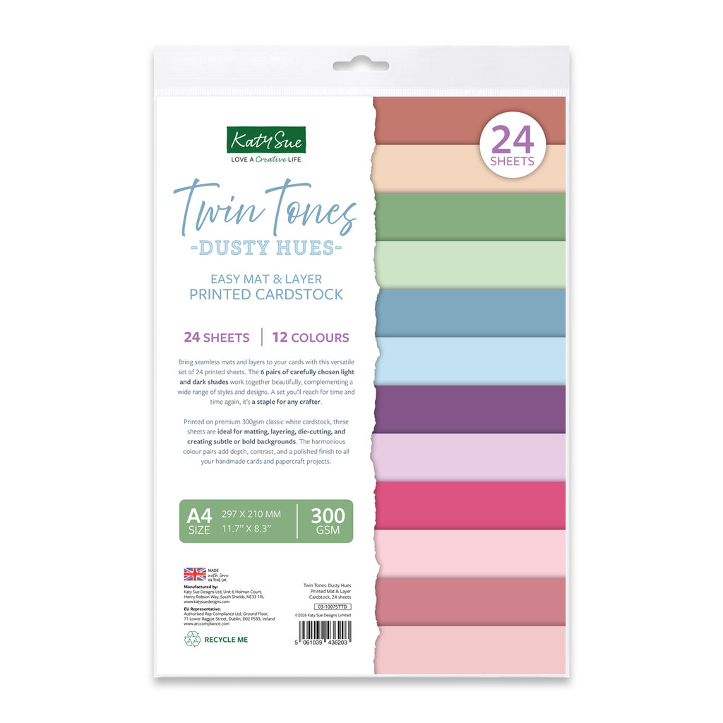 Katy Sue Designs Twin Tones Dusty Hues Printed Mat and Layer Cardstock 03-10075ttd