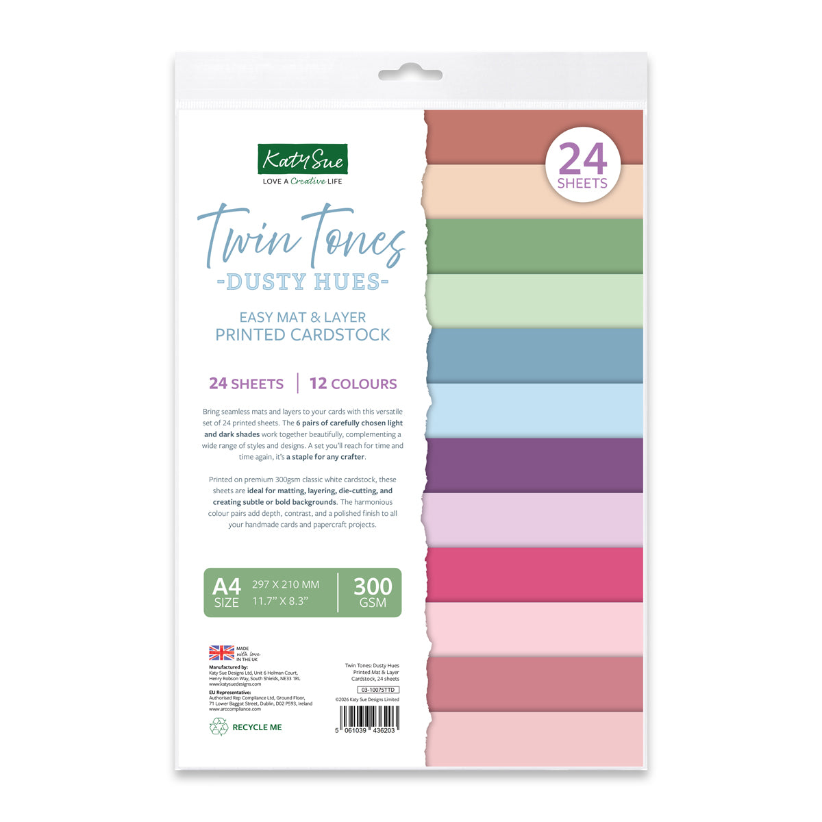Katy Sue Designs Twin Tones Dusty Hues Printed Mat and Layer Cardstock 03-10075ttd