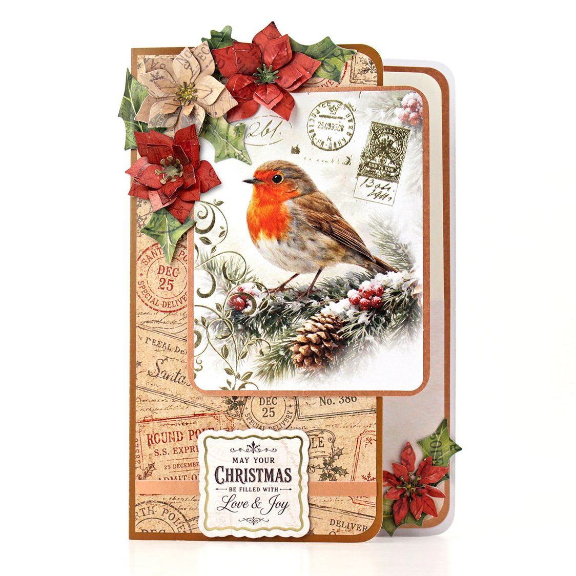 Katy Sue Designs Vintage Christmas Die Cut Flowers and Leaves 12-dce025vc bird on branch acorn flowers stamp postage christmas card