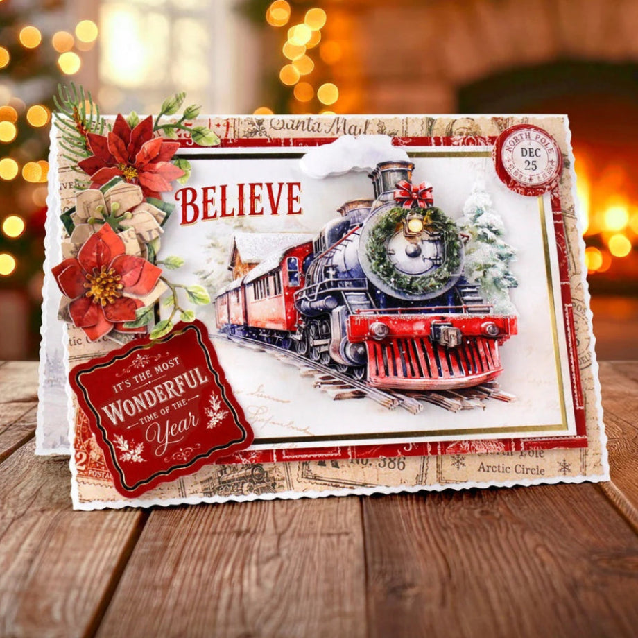Katy Sue Designs Vintage Christmas Die Cut Flowers and Leaves 12-dce025vc  train north pole stamp postage believe card
