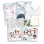Katy Sue Designs Watercolor Christmas Animals Pop Up Card Making Kit 17-10076wca contents inside