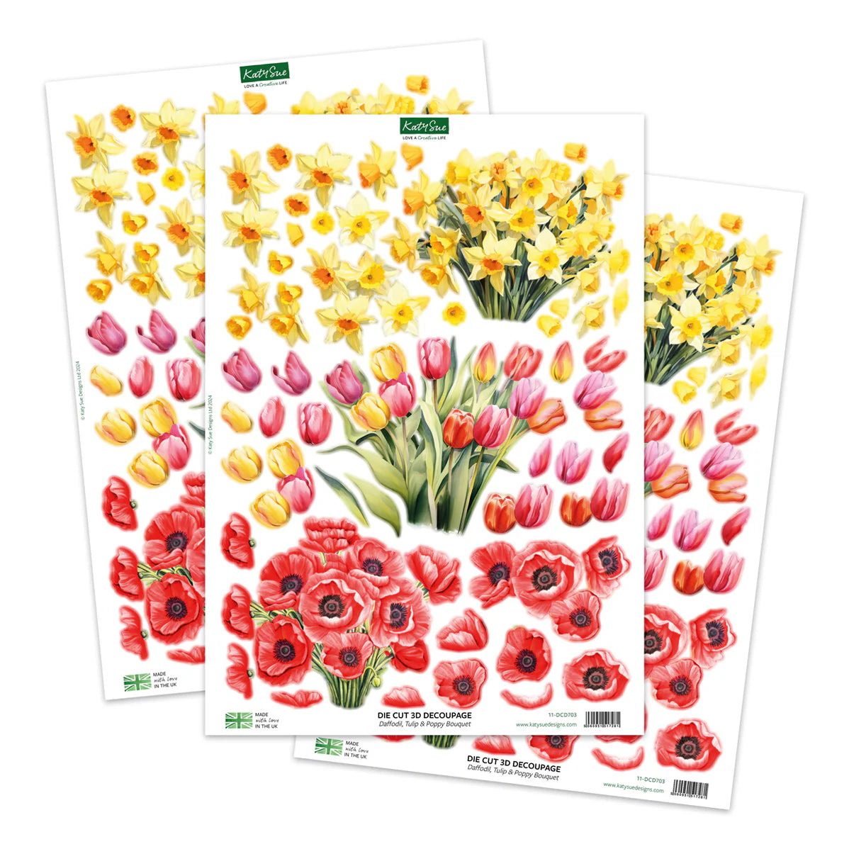 Katy Sue Designs Watering Can Blossoms and Blooms Card Making Kit 17-10081wcf flowers tulips die cut
