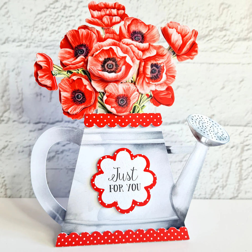 Katy Sue Designs Watering Can Blossoms and Blooms Card Making Kit 17-10081wcf red flowers watering can just for you card kit