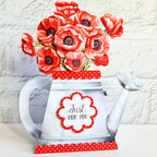 Katy Sue Designs Watering Can Blossoms and Blooms Card Making Kit 17-10081wcf red flowers watering can just for you card kit