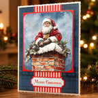 Katy Sue Designs White Deckle Edged Cards and Envelopes Mixed Sizes 05-10033wde santa chimney snow sky merry christmas card