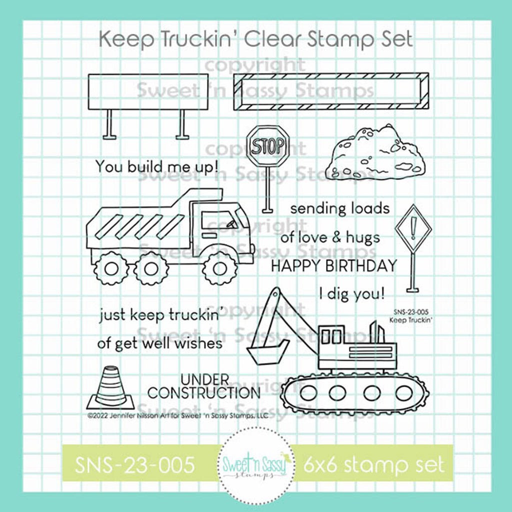 Sweet 'N Sassy Keep Truckin' Clear Stamp Set sns-23-005