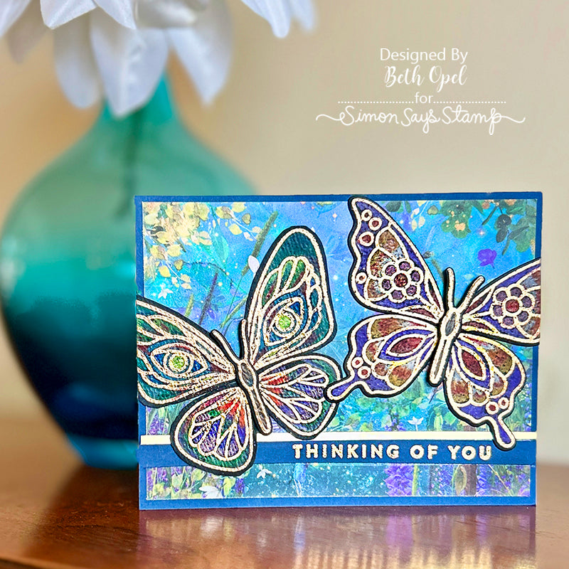 Simon Says Stamp Card Kit of the Month March 2024 Mix And Match Butterflies ck0324 Thinking of You Card | color-code:ALT05