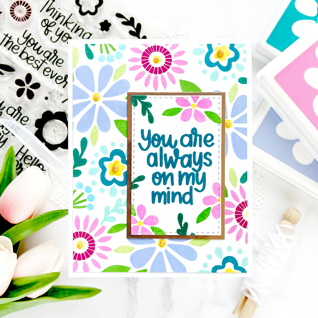 Simon Says Stamp Card Kit of the Month July 2023 Flower Happy ck0723 Thinking of You Card | color-code:ALT04
