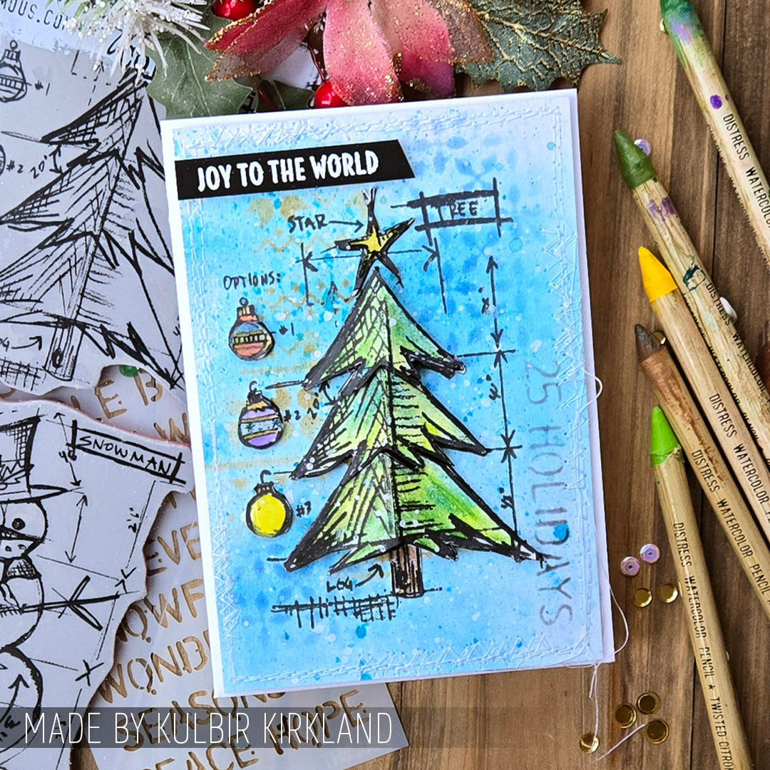Tim Holtz Cling Rubber Stamps CHRISTMAS BLUEPRINT CMS135