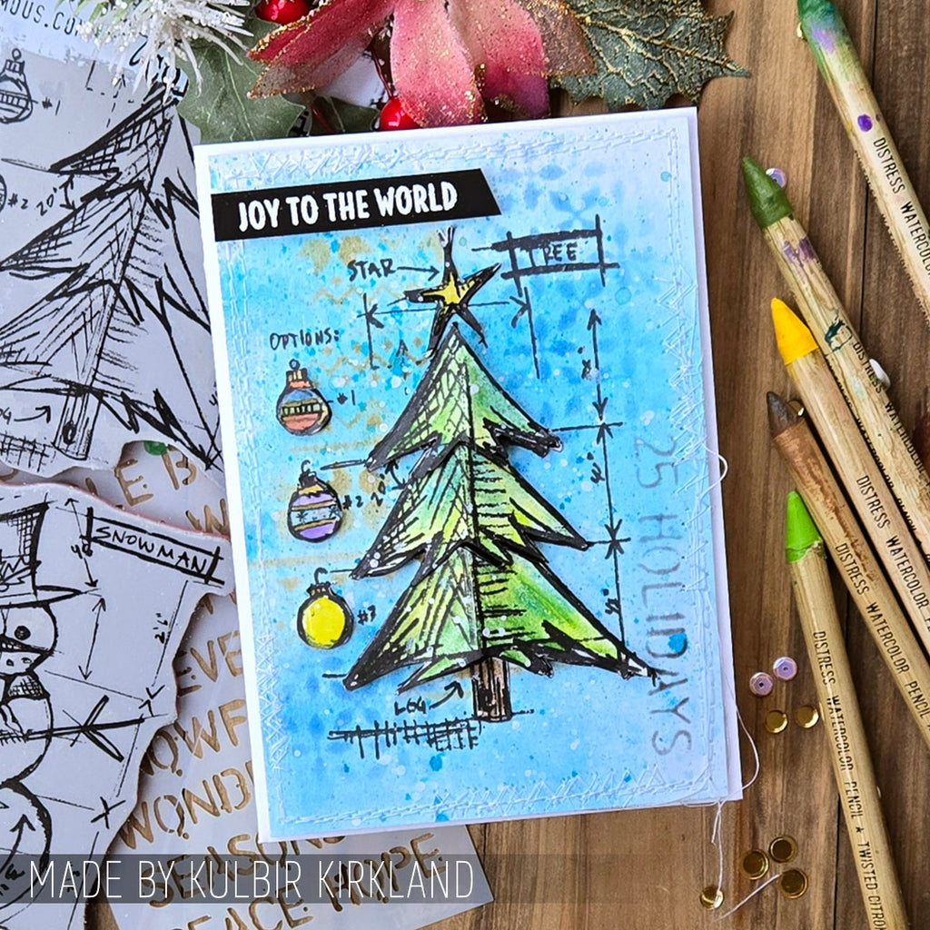 Tim Holtz Cling Rubber Stamps CHRISTMAS BLUEPRINT CMS135