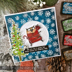 Tim Holtz Clear Stamps and Stencil Snarky Cat Christmas, Holiday Knit and Pines thmm134