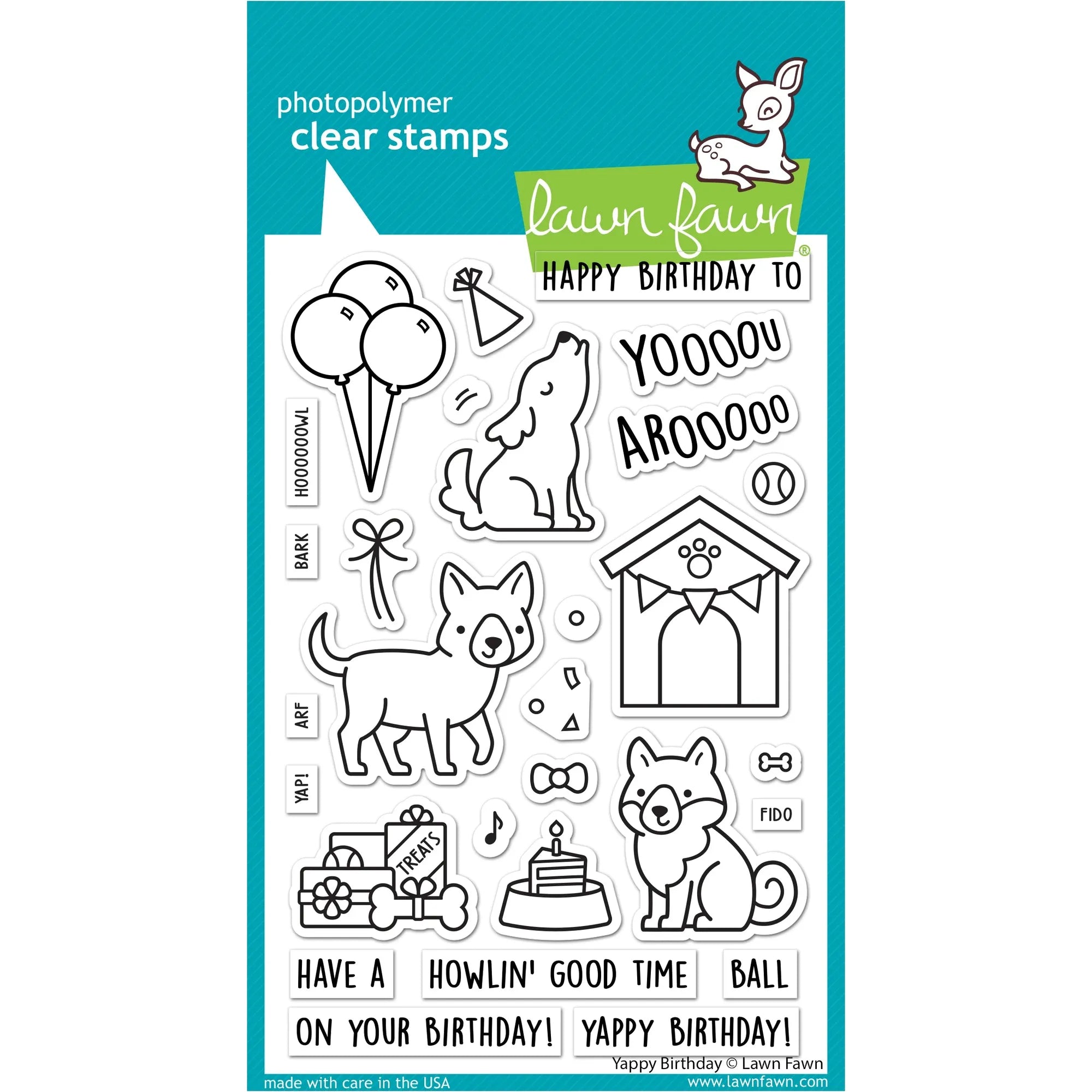 Lawn Fawn Yappy Birthday Clear Stamps lf3158