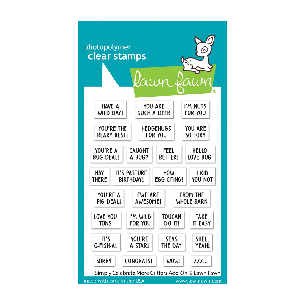 Lawn Fawn Simply Celebrate More Critters Add-On Clear Stamps lf3166