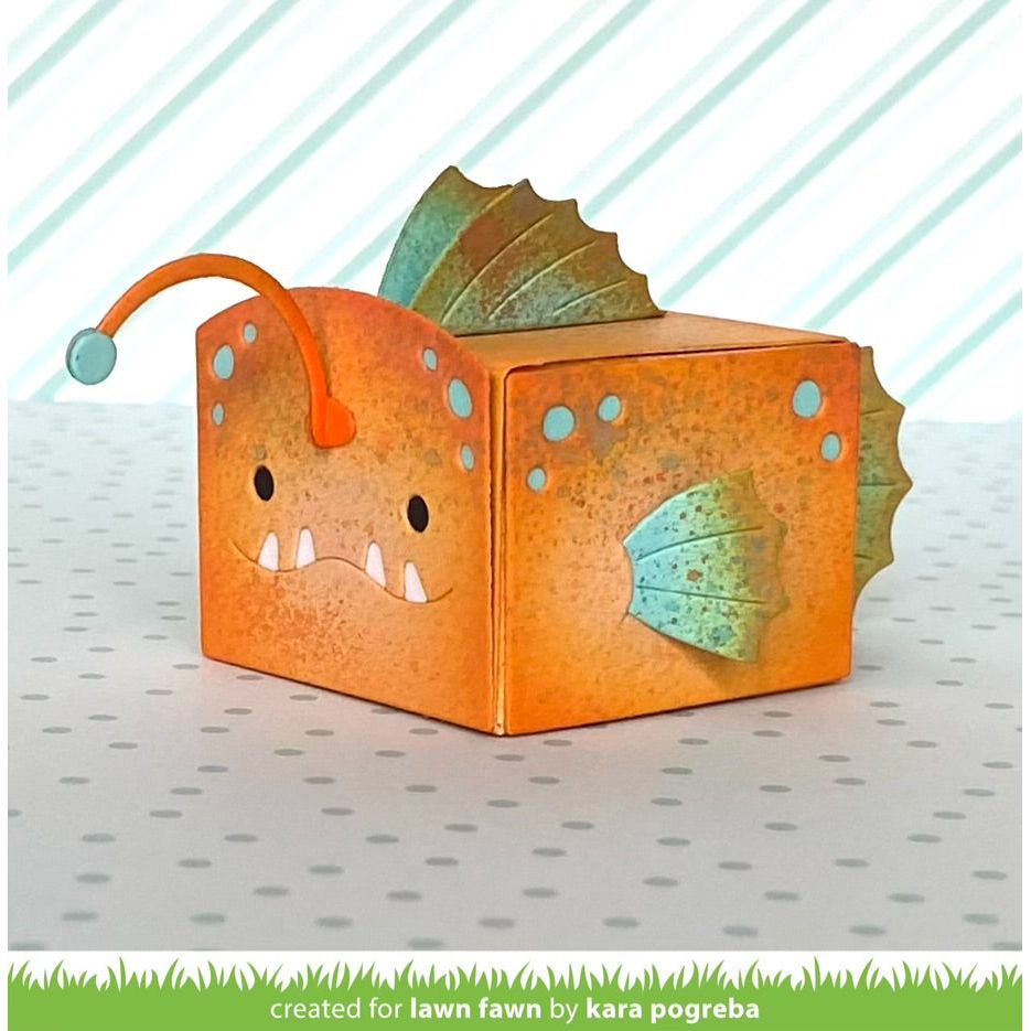 Lawn Fawn Tiny Gift Box Anglerfish Add-On Die lf3184 orange fish