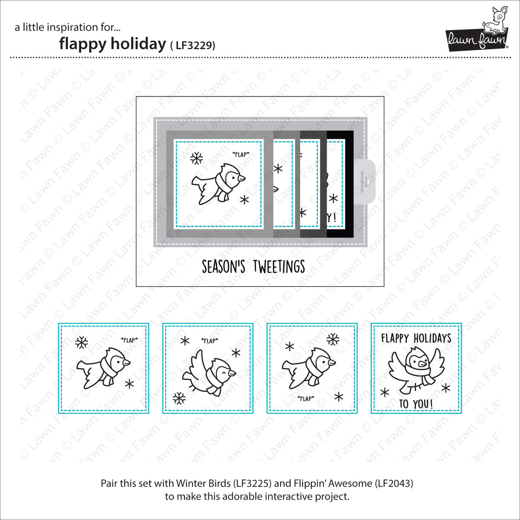 Lawn Fawn Set Flappy Holiday Clear Stamps and Dies sample
