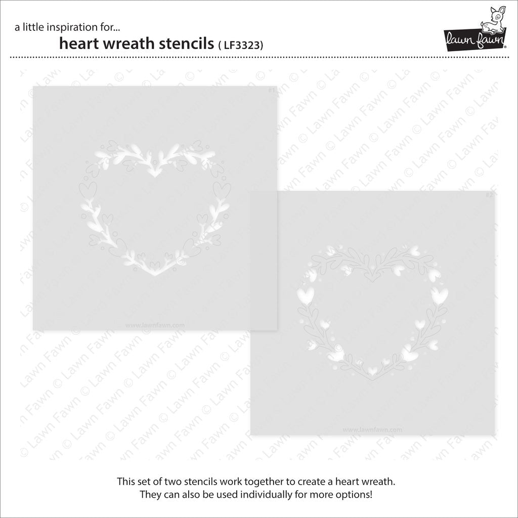 Lawn Fawn Heart Wreath Stencils lf3323 each shown