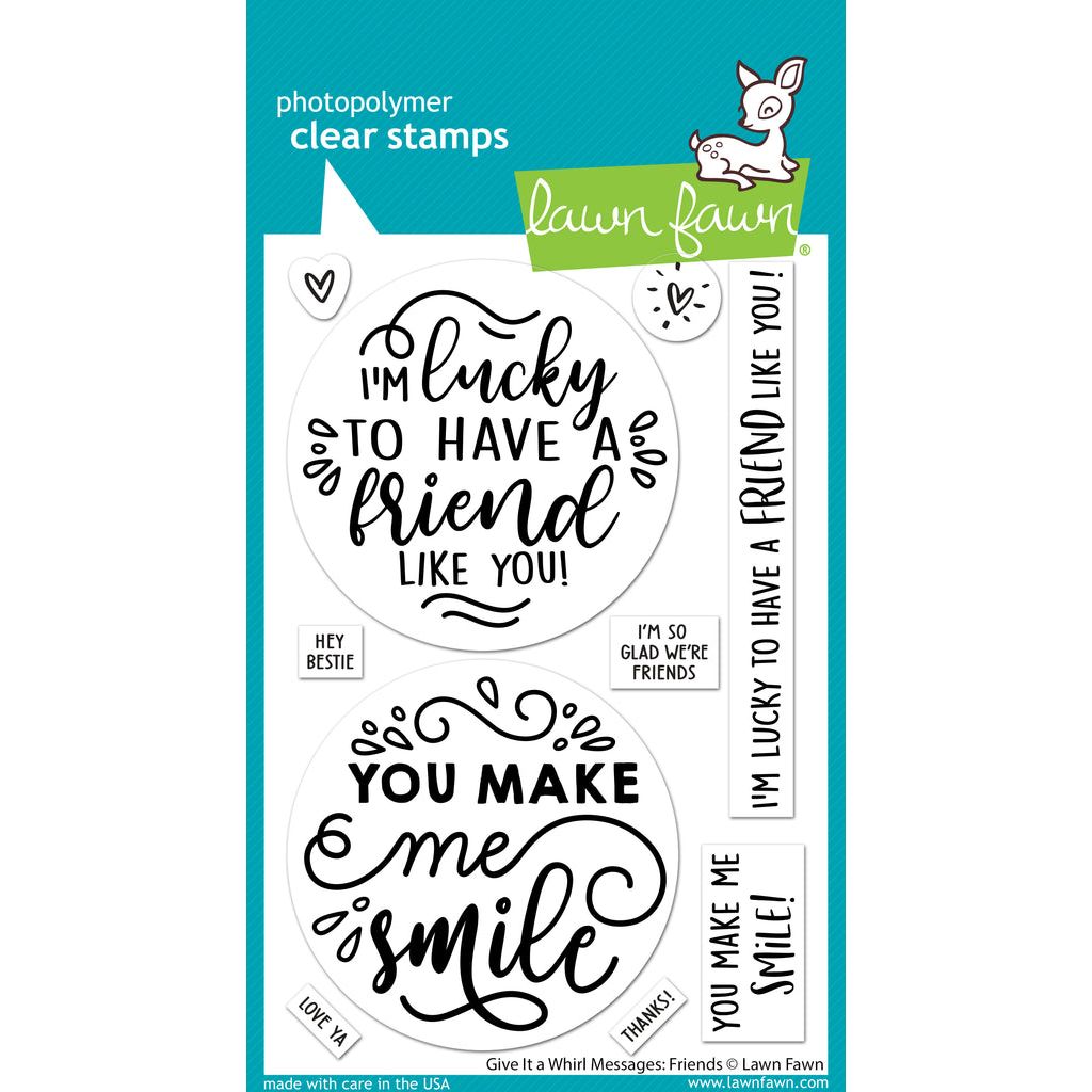 Lawn Fawn Give It A Whirl Messages: Friends Clear Stamps lf3421