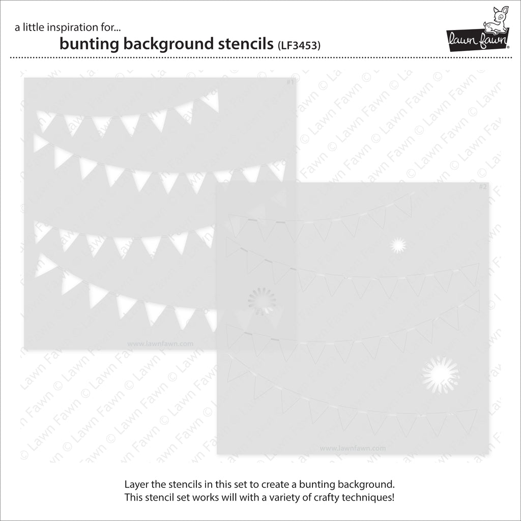 Lawn Fawn Bunting Background Stencils lf3453 both stencils
