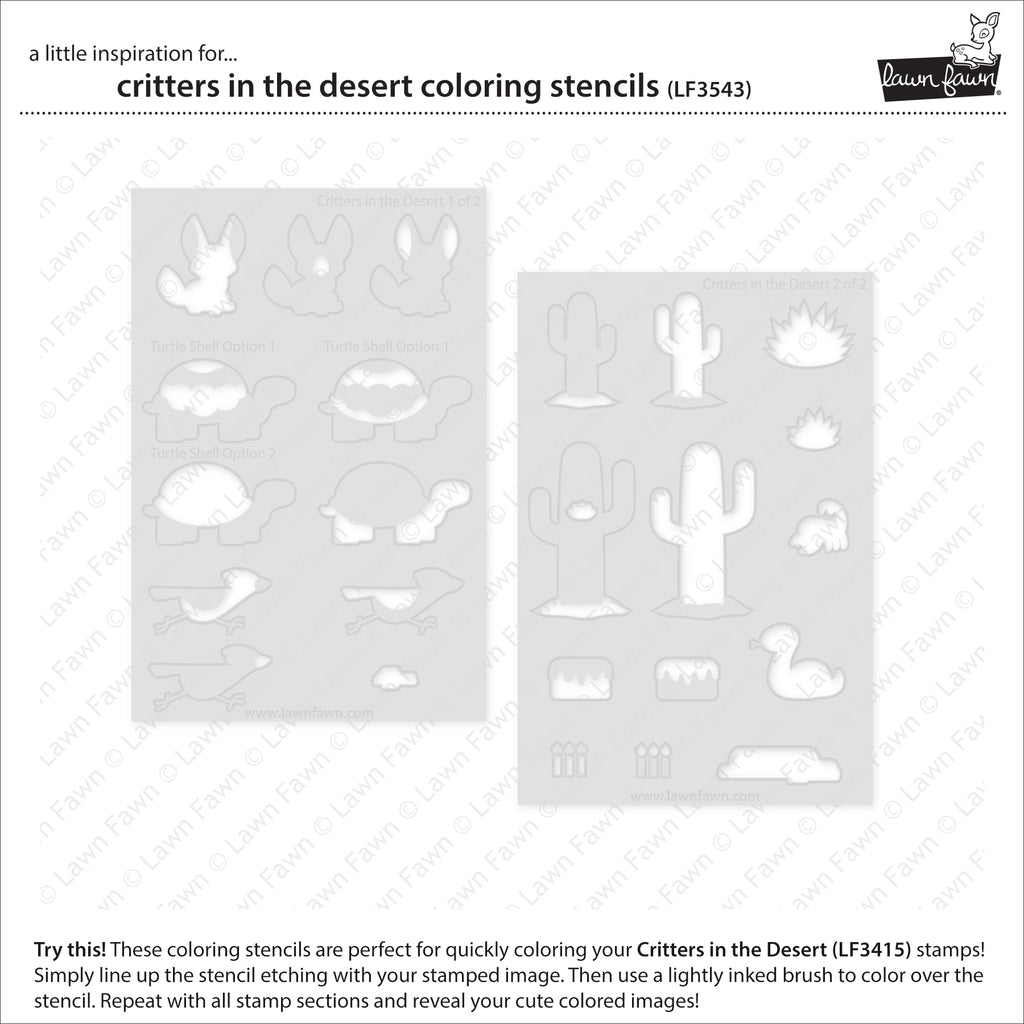 Lawn Fawn Critters in the Desert Clear Stamps Dies and Coloring Stencils Bundle Individual Stencils