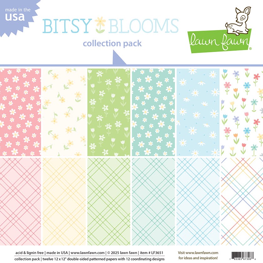 Lawn Fawn Bitsy Blooms 12x12 Inch Collection Paper Pack lf3651