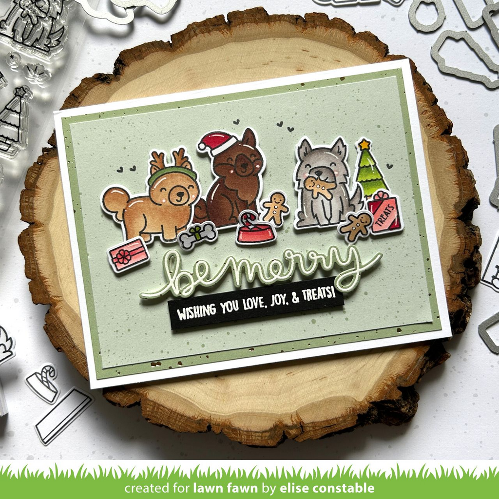 Lawn Fawn STAMPtember Exclusive Home for the Pawlidays Clear Stamps lf3268 Christmas Card