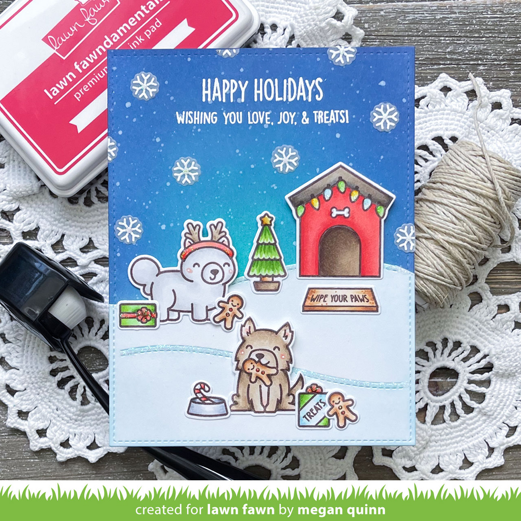 Lawn Fawn STAMPtember Exclusive Home for the Pawlidays Clear Stamps lf3268 Christmas Card