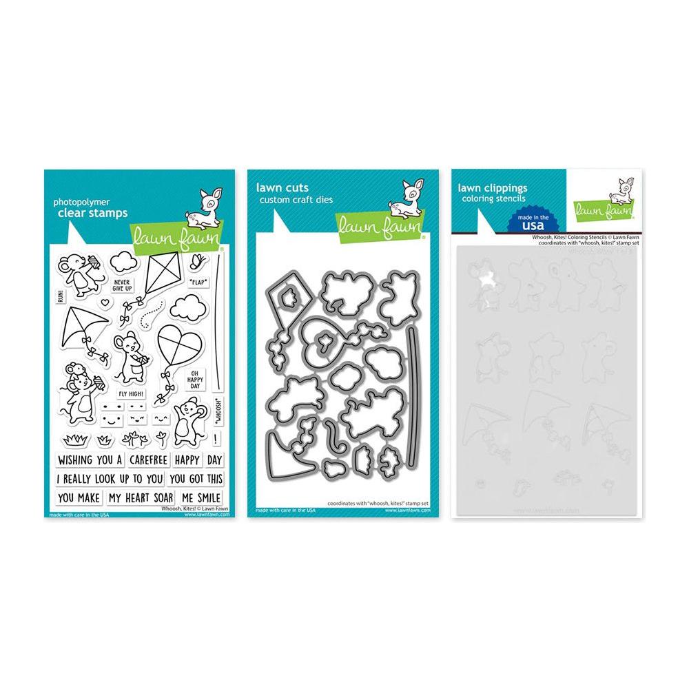 Lawn Fawn Whoosh, Kites! Clear Stamps Dies and Coloring Stencils Bundle