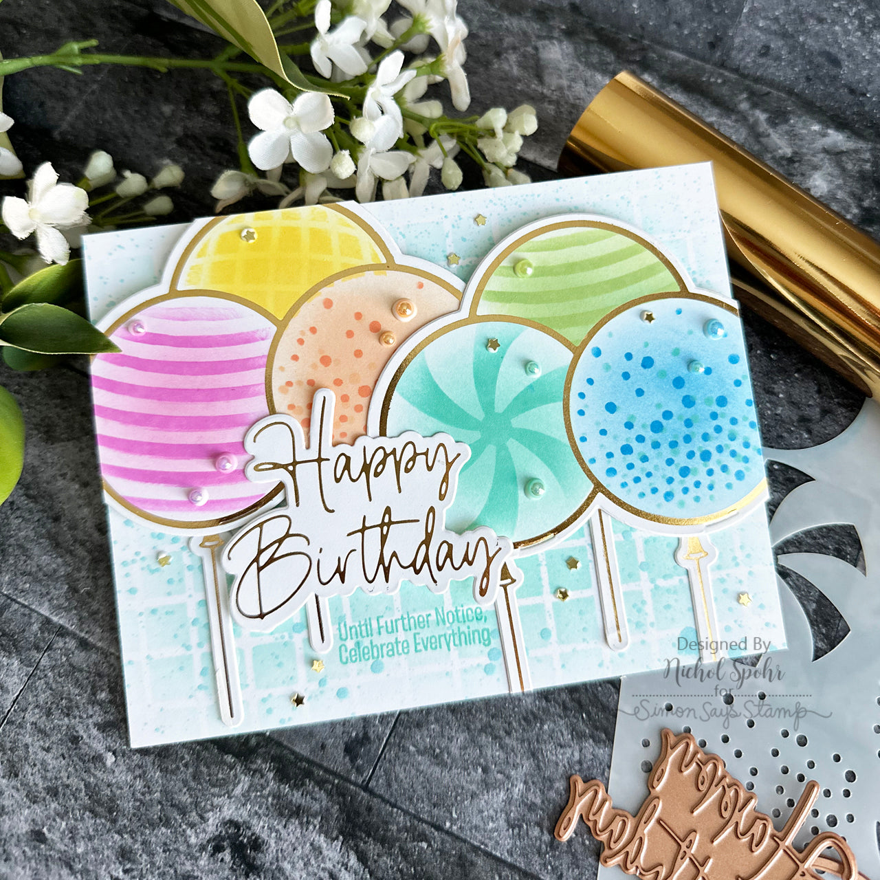 GLP-396 Spellbinders Giant Party Balloon Glimmer Hot Foil Plate and Die Set Birthday | color-code:ALT01