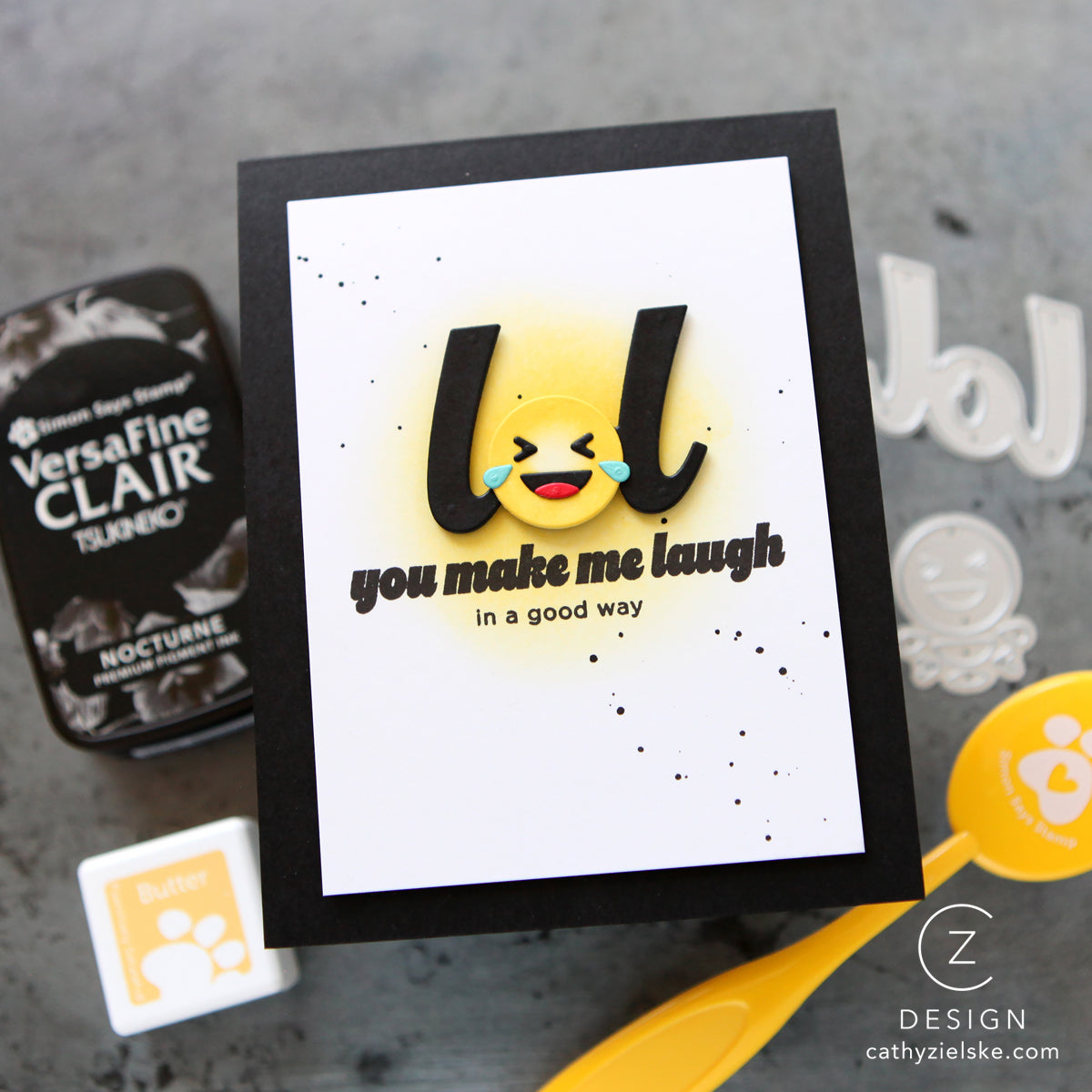 CZ Design Lol + Emoji Wafer Dies czd269c Happy Camper LOL Card | color-code:ALT01